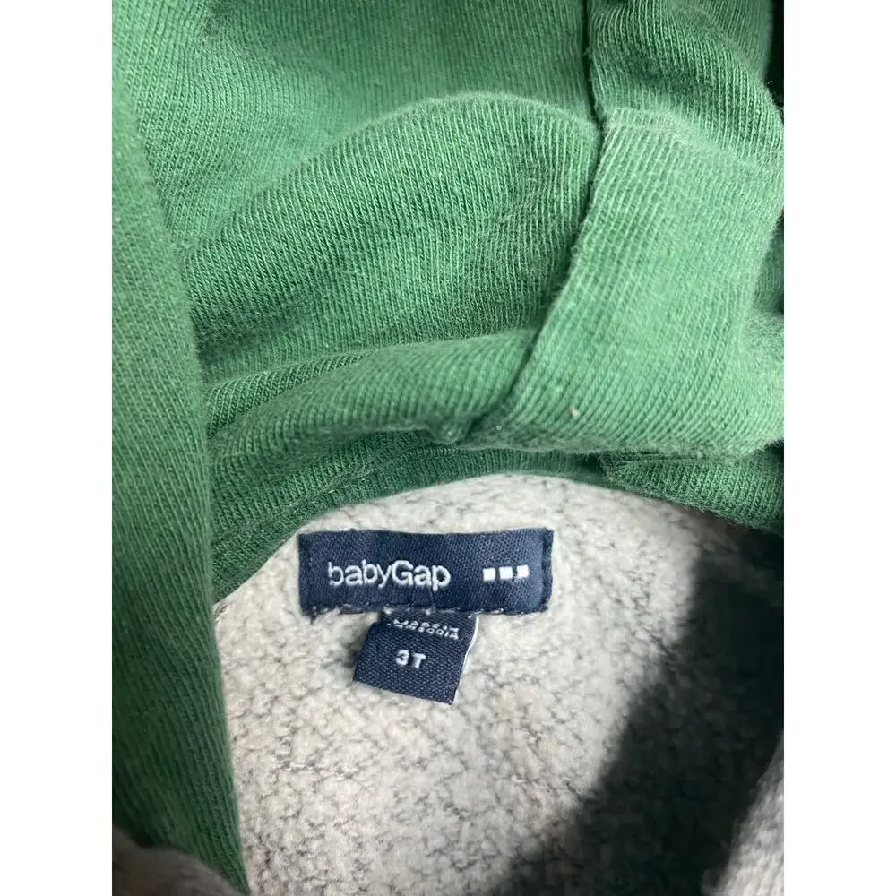 Baby Gap Gray and Green Hoodie with Kangaroo Pocket Size 3T